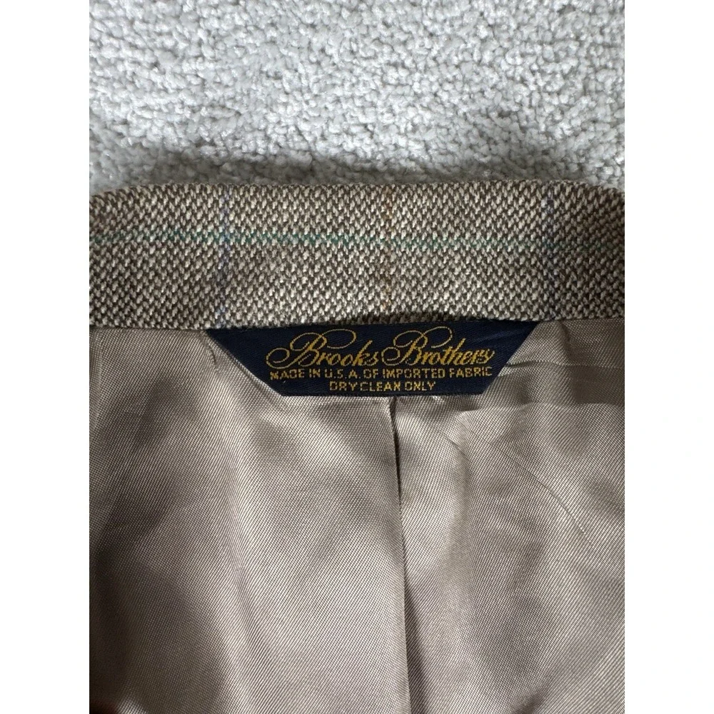 Vtg Brooks Brothers Mens 43R Wool Sport Coat Blazer Suit Jacket Windowpane Brown
